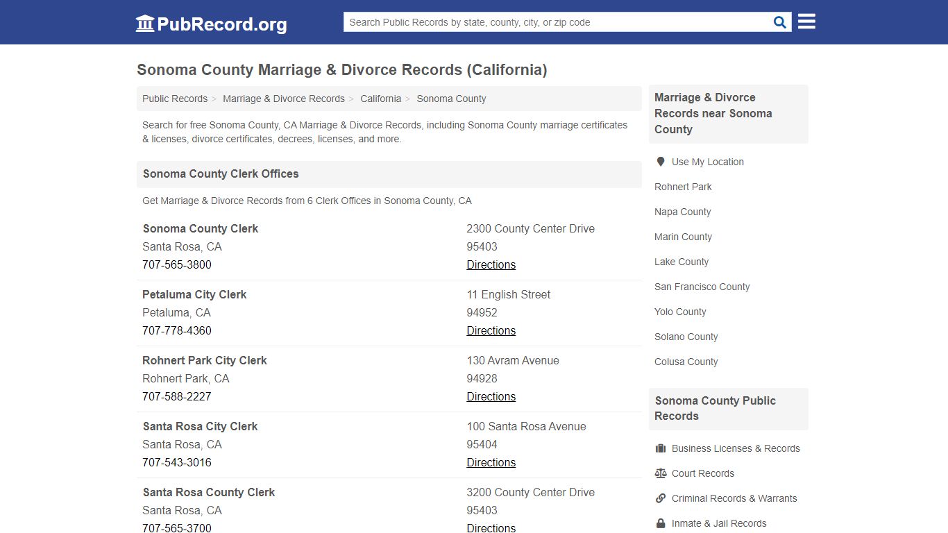 Sonoma County Marriage & Divorce Records (California)